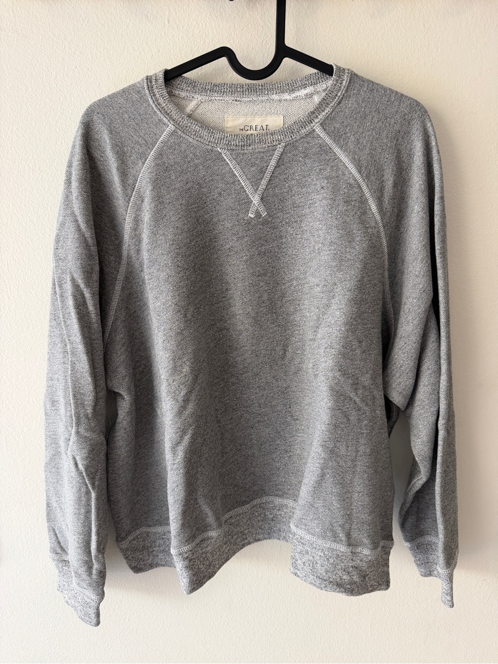 THE GREAT. Gray Raglan Crewneck Sweatshirt